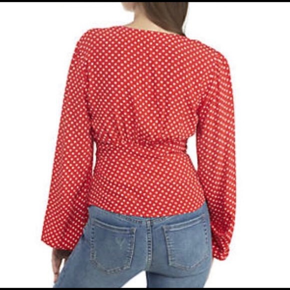 SOLD-Free People Red Polkadot Blouse - Picture 2 of 6
